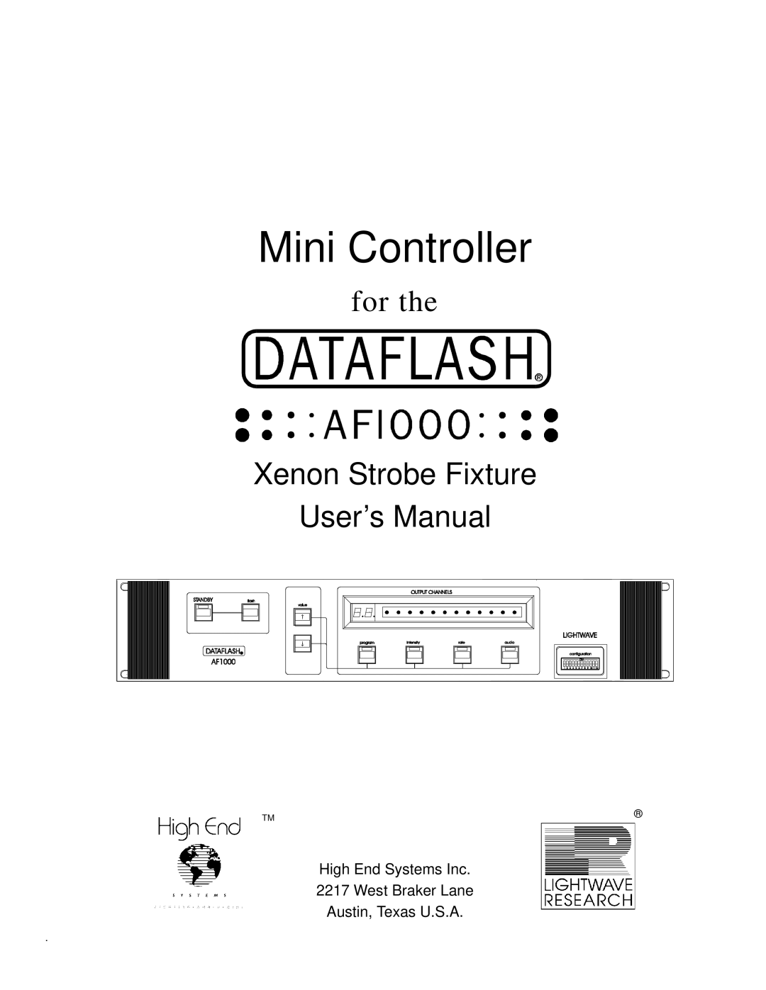 High End Systems AF1000 user manual Mini Controller, for the, High End Systems Inc. 2217 West Braker Lane, S Y S T E M S 
