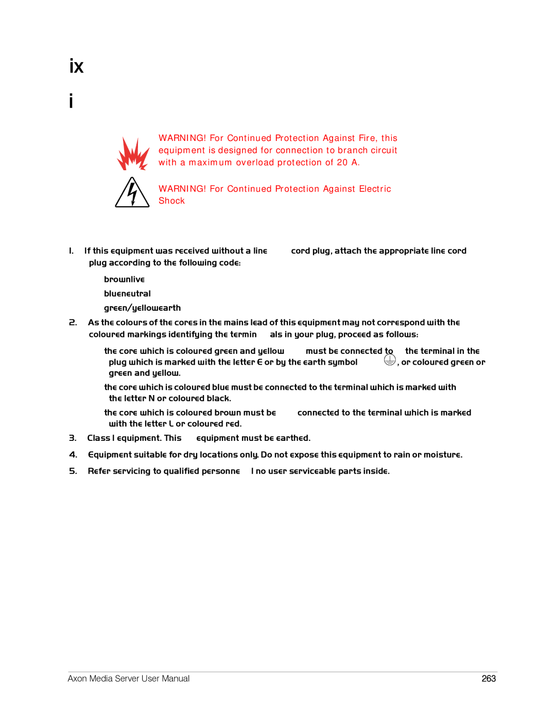 High End Systems AXON user manual Appendix D Safety Information, 263 