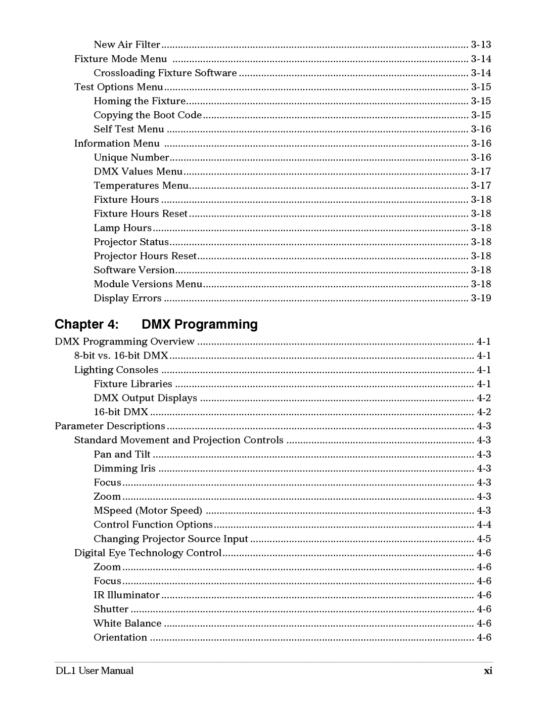 High End Systems DL1 user manual DMX Programming 