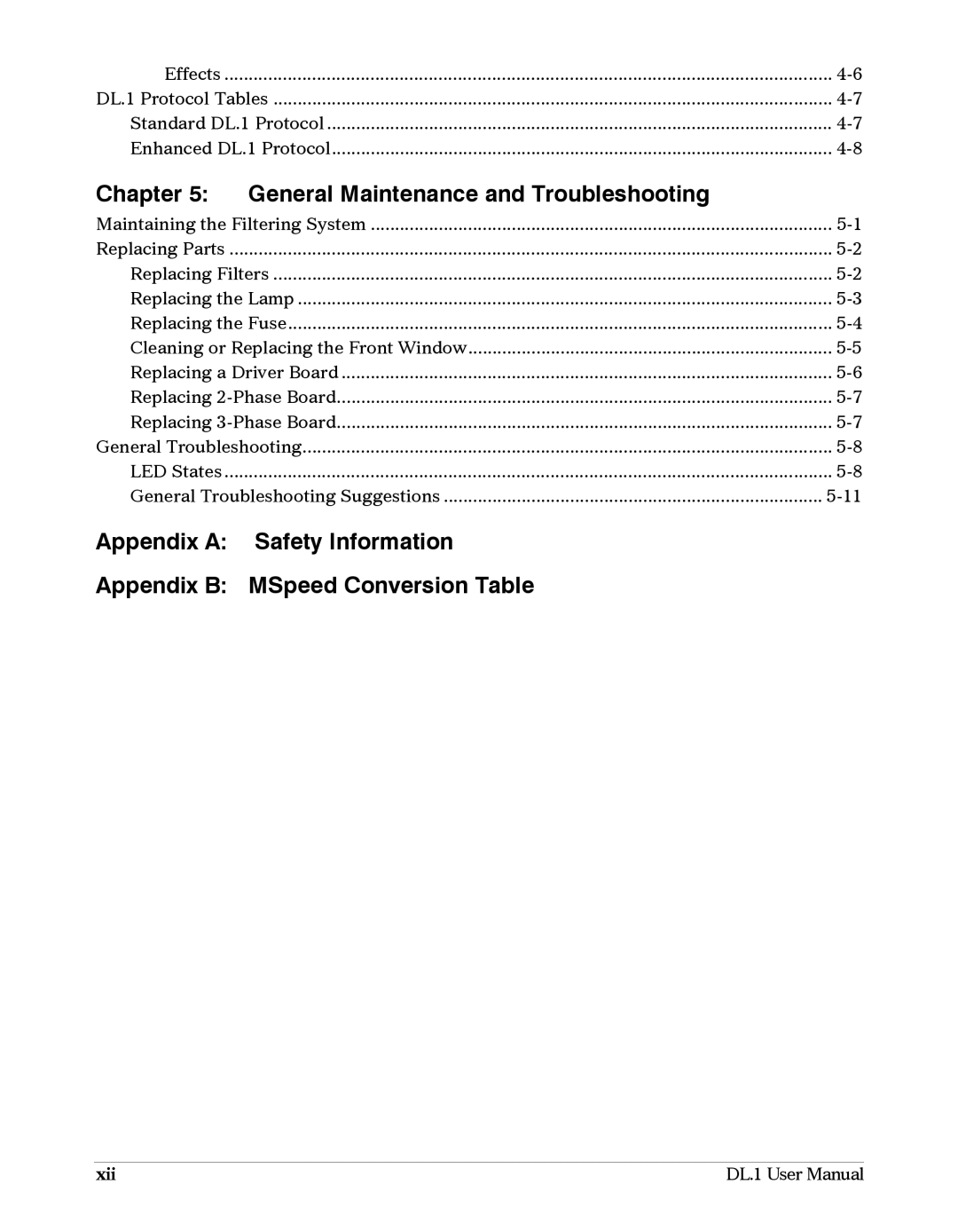 High End Systems DL1 user manual Chapter General Maintenance and Troubleshooting 