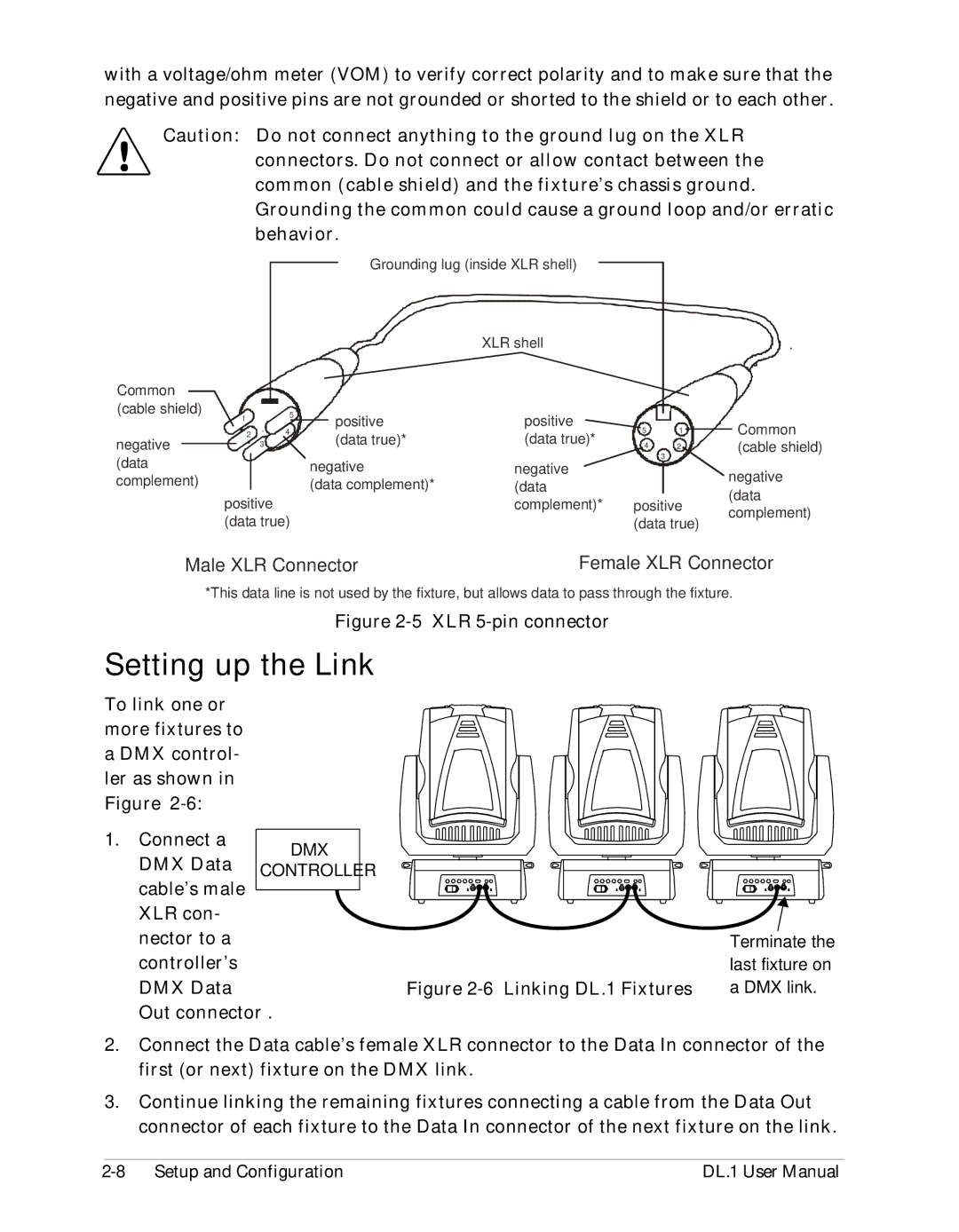 High End Systems DL1 user manual Setting up the Link, XLR 5-pin connector 