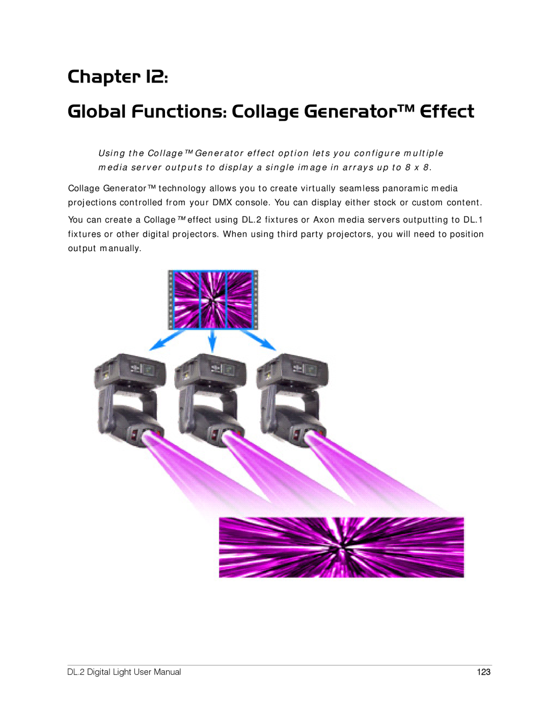 High End Systems DL.2 user manual Chapter Global Functions Collage Generator Effect, 123 