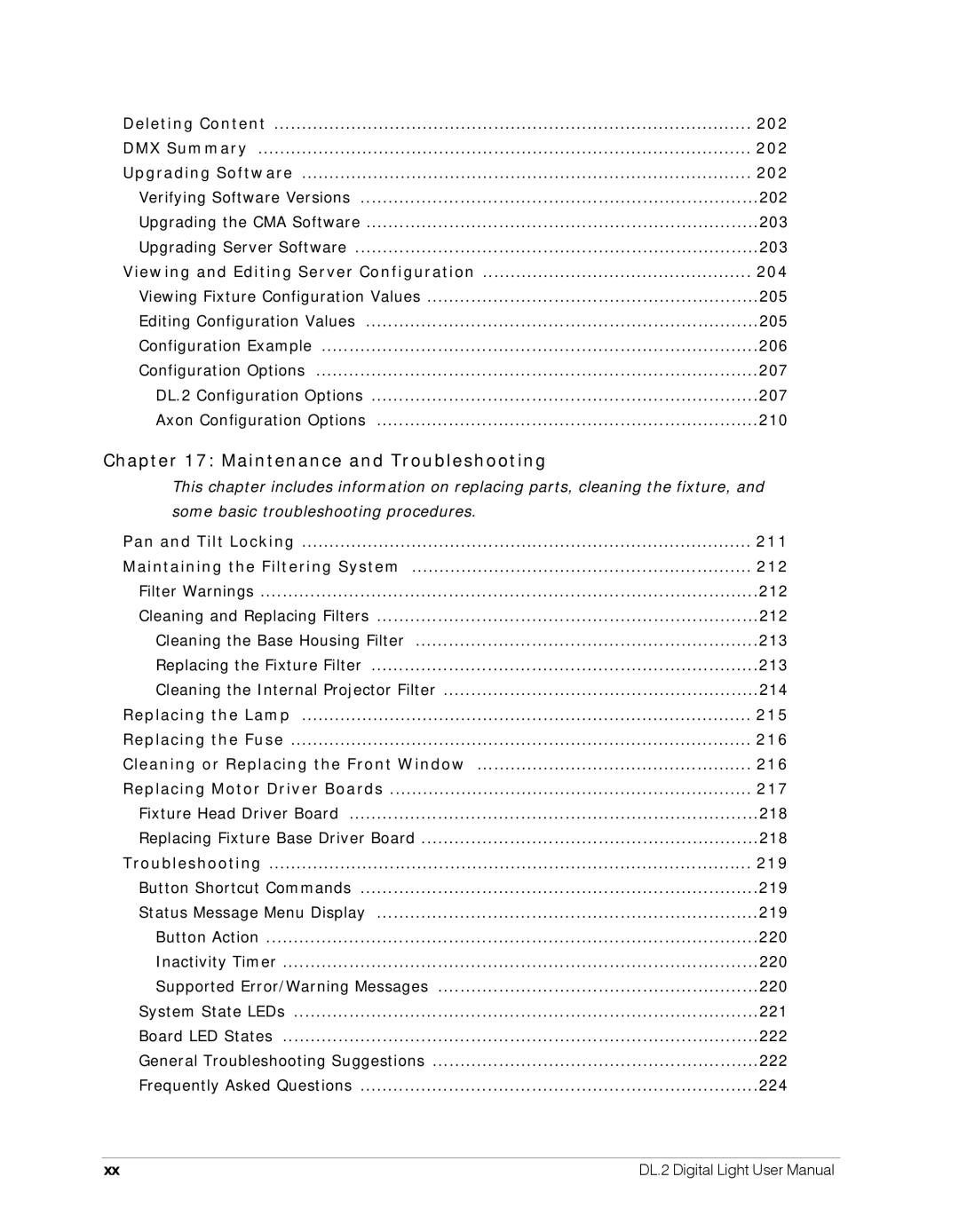 High End Systems DL.2 user manual Maintenance and Troubleshooting 