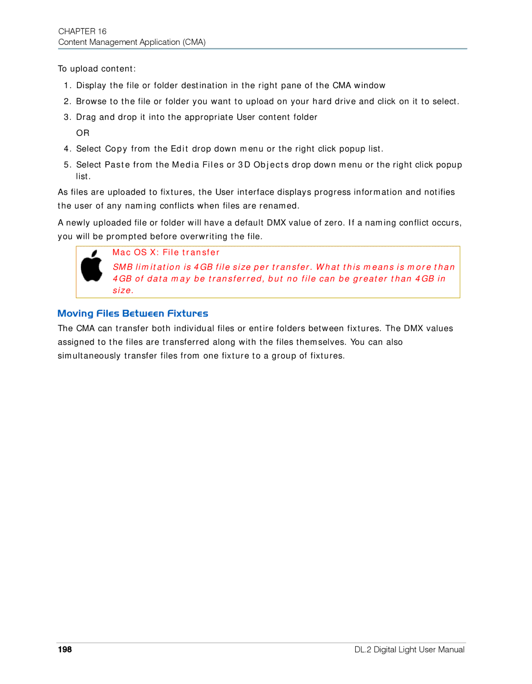 High End Systems DL.2 user manual Moving Files Between Fixtures, 198 