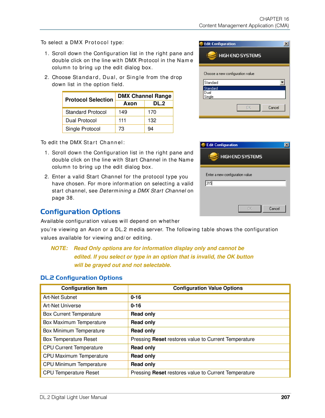 High End Systems user manual DL.2 Configuration Options 