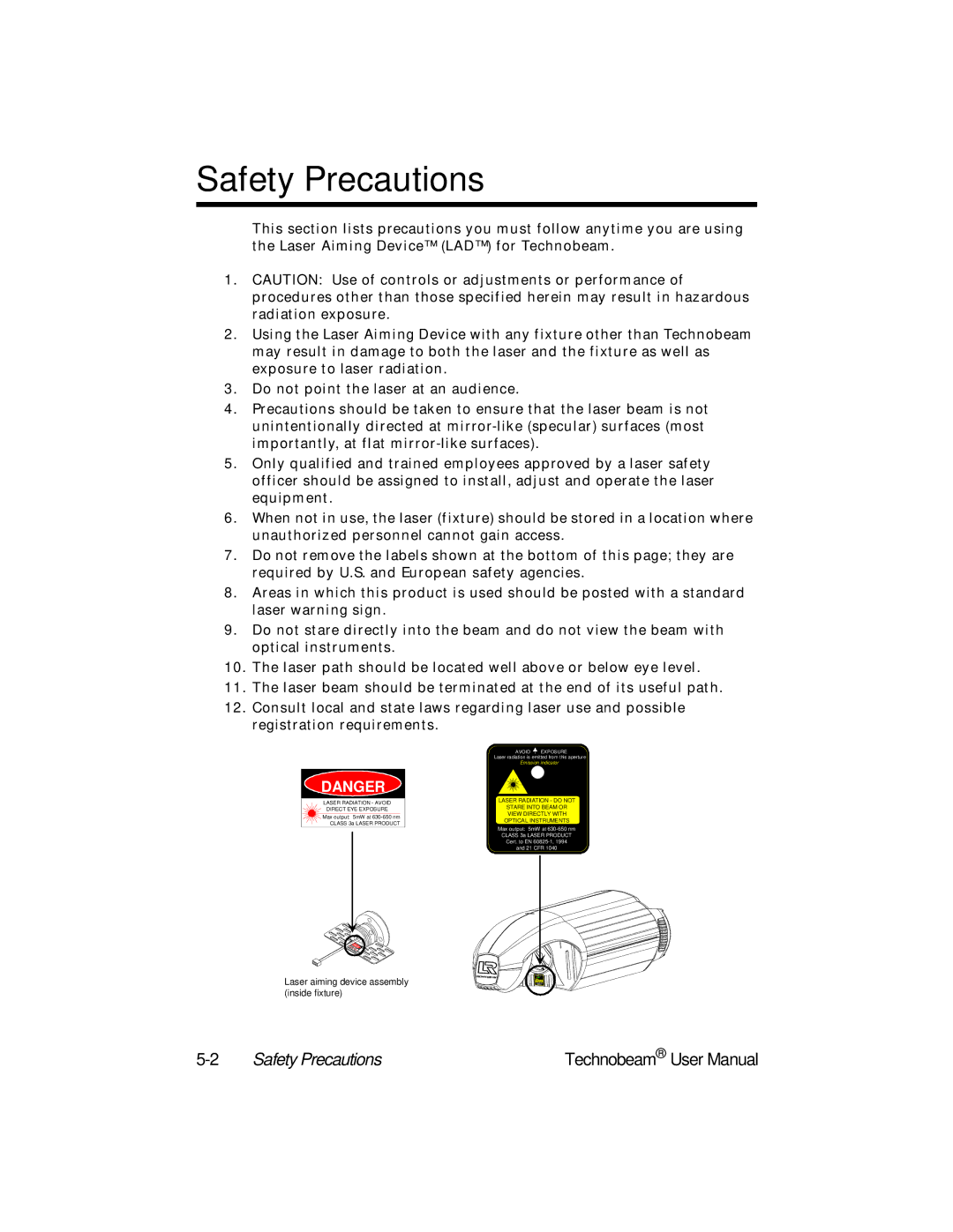 High End Systems Technobeam manual Safety Precautions 