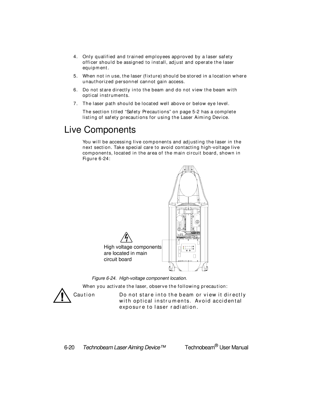 High End Systems manual Live Components, 20Technobeam Laser Aiming Device 