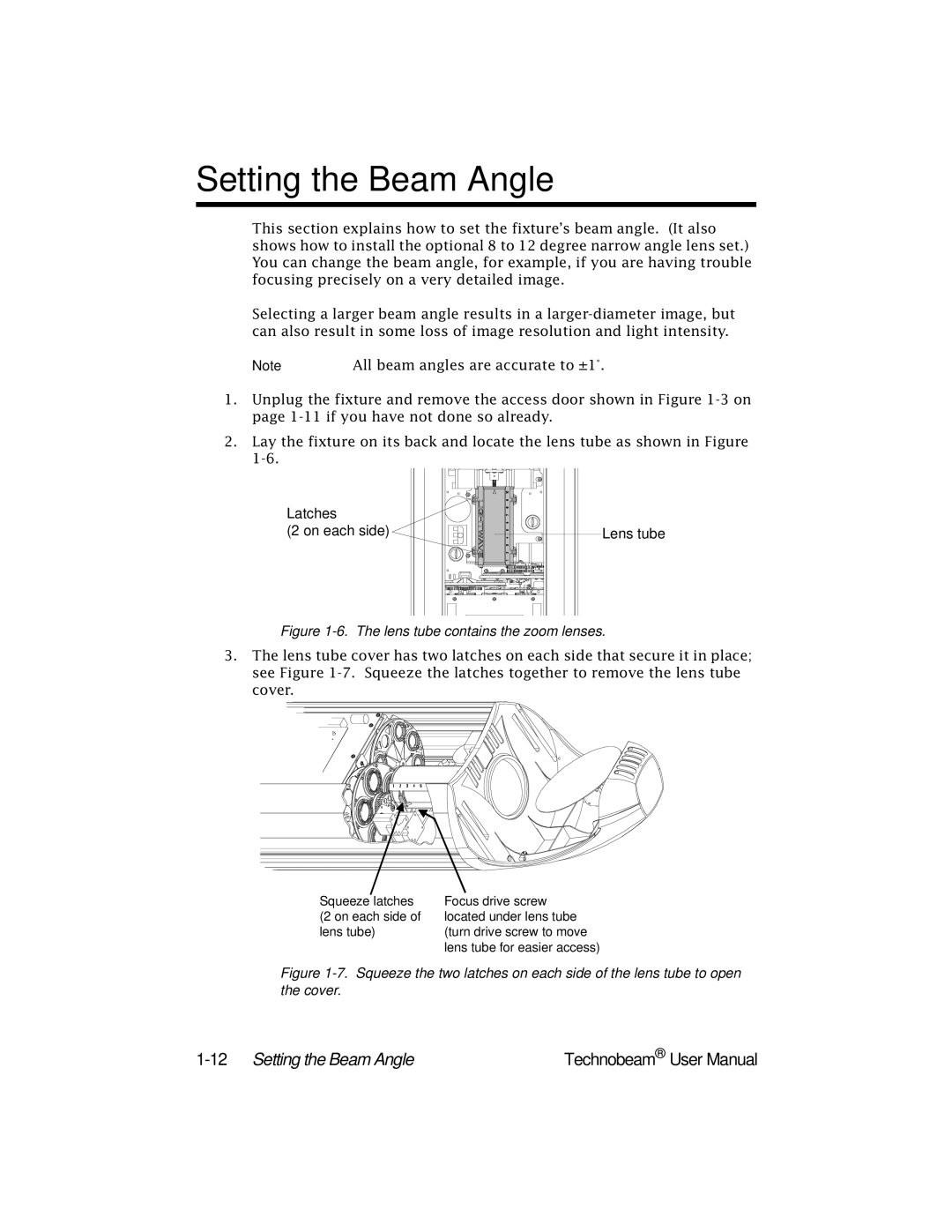 High End Systems Technobeam manual 12Setting the Beam Angle 