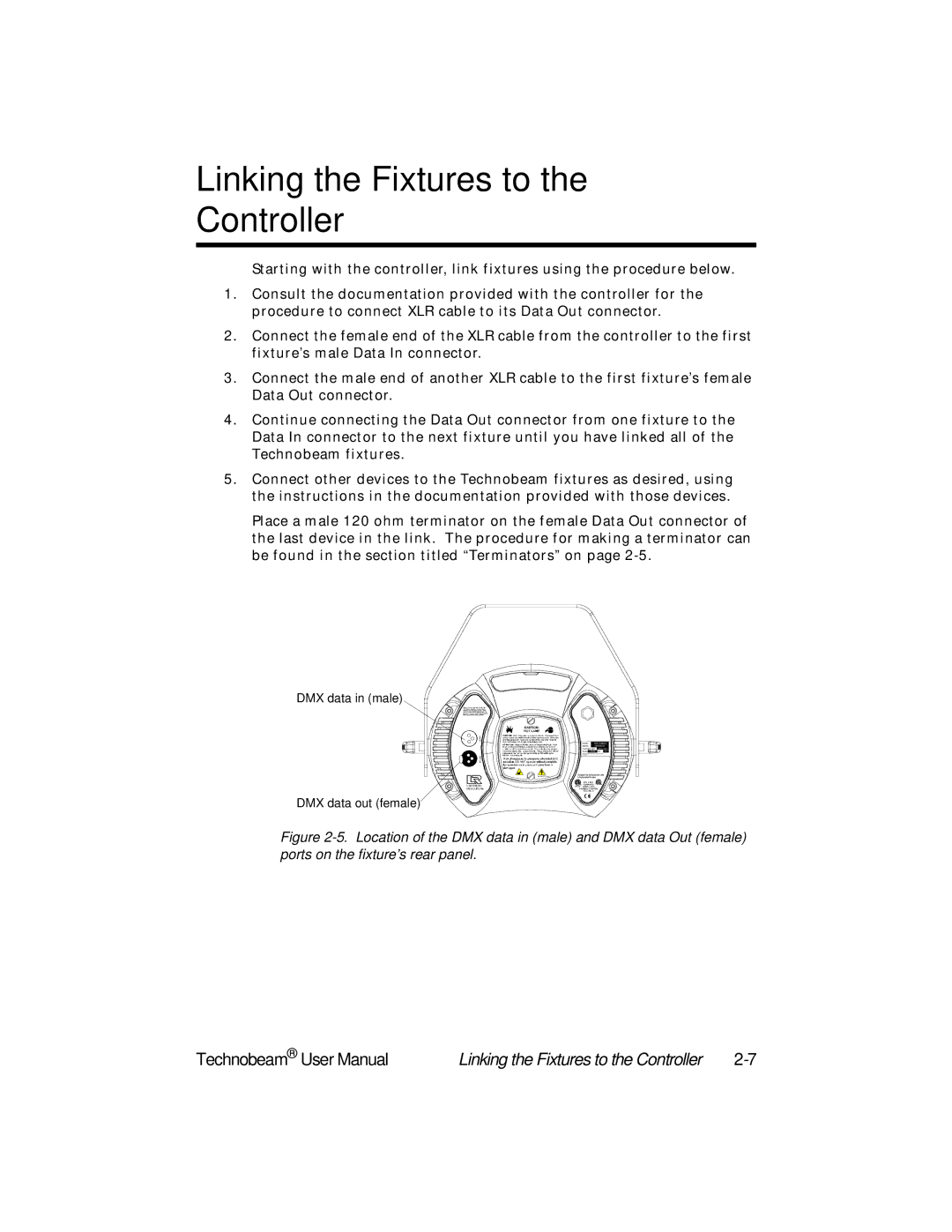 High End Systems Technobeam manual Linking the Fixtures to Controller 