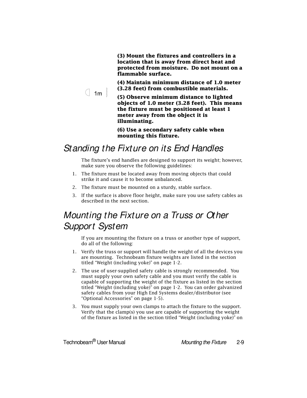 High End Systems Technobeam manual Standing the Fixture on its End Handles 