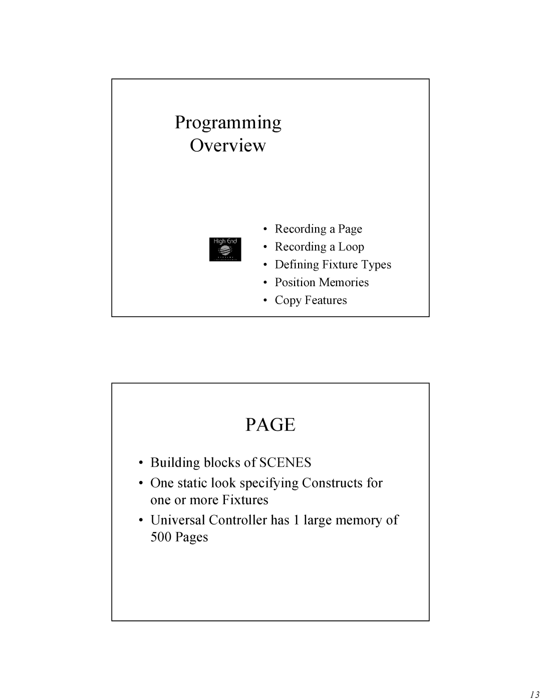 High End Systems Universal Controller manual Programming Overview 