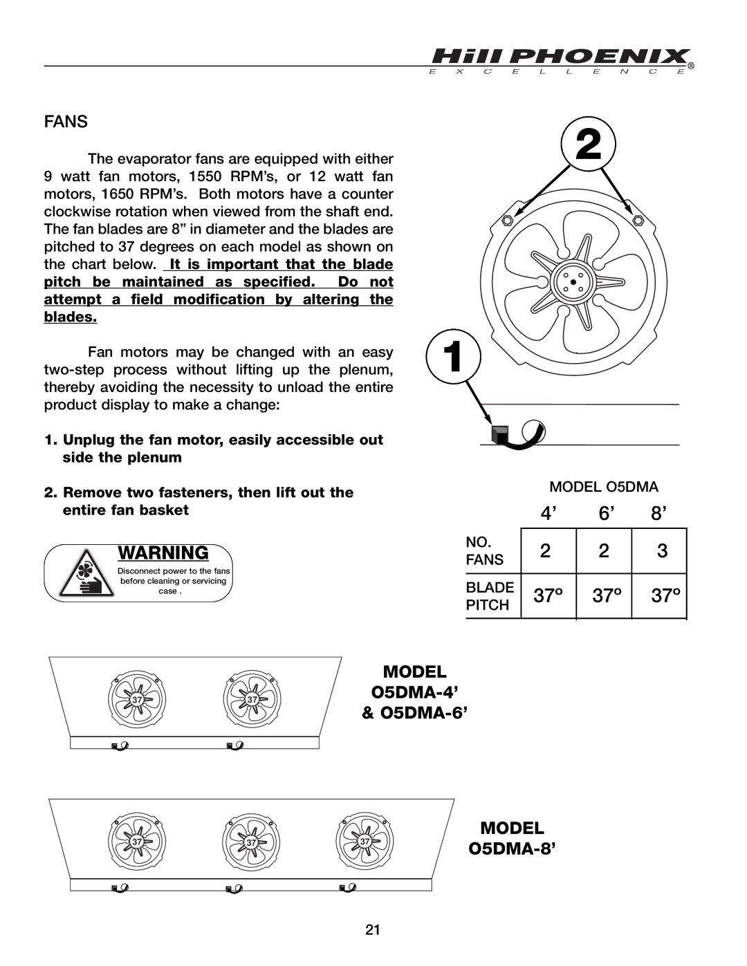 Hill Phoenix 05DMA manual Fans, Entire fan basket 