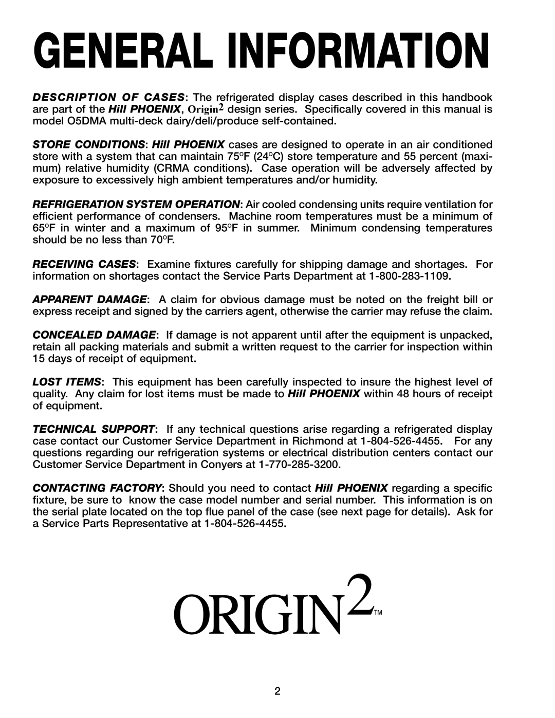 Hill Phoenix 05DMA manual General Information 