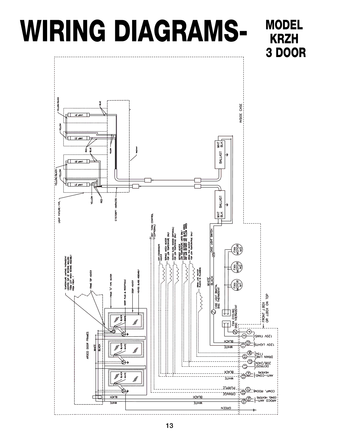 Hill Phoenix KRZH manual Wiring DIAGRAMS- Modelkrzh 