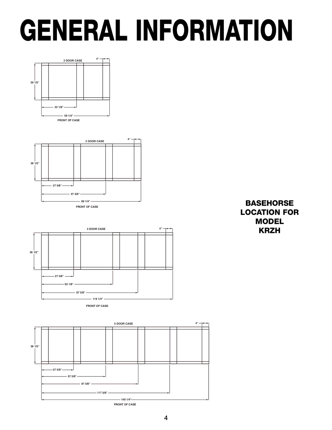 Hill Phoenix KRZH manual Basehorse Location for Model Krzh 