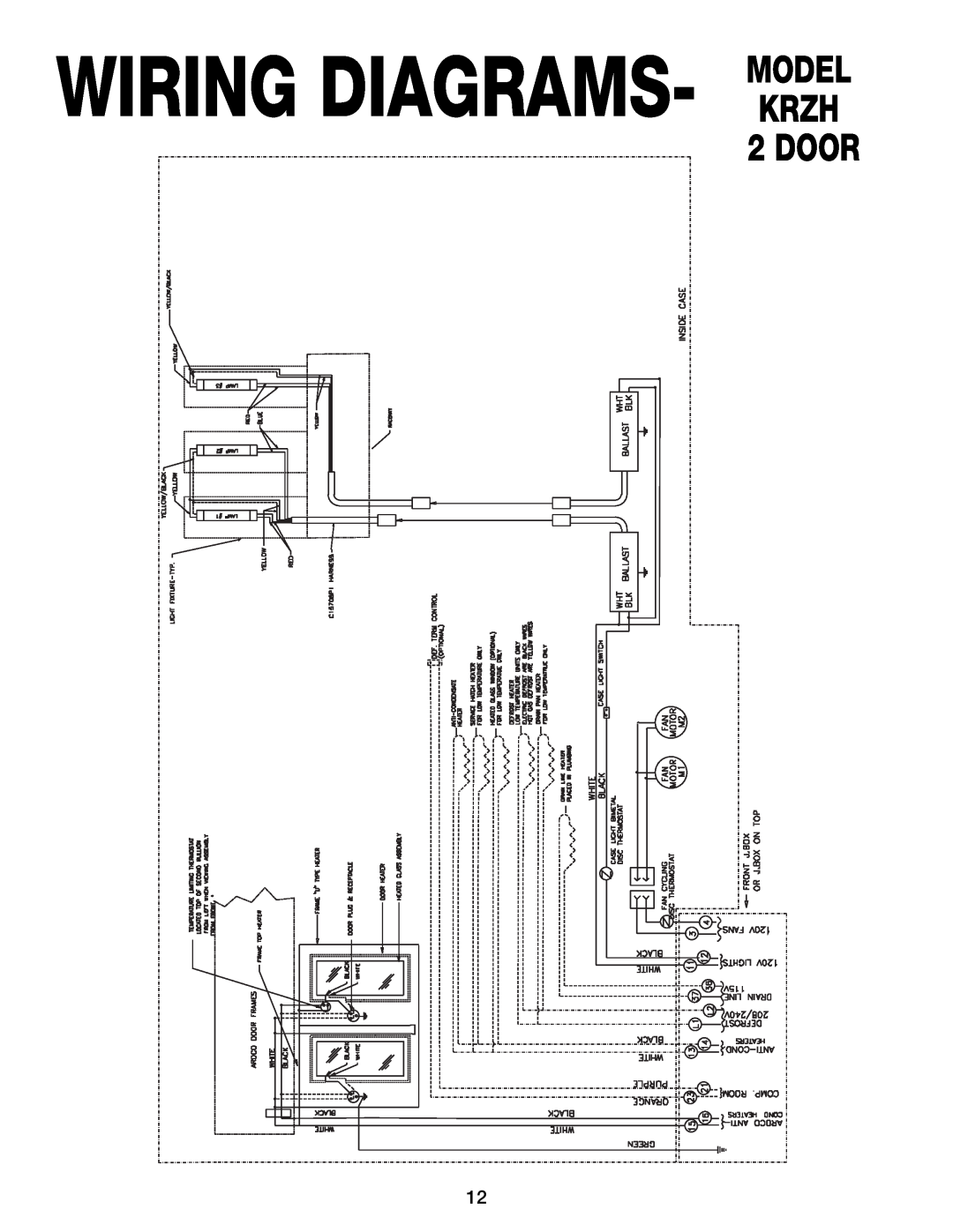 Hill Phoenix KRZH manual Wiring Diagrams- Modelkrzh, Door 