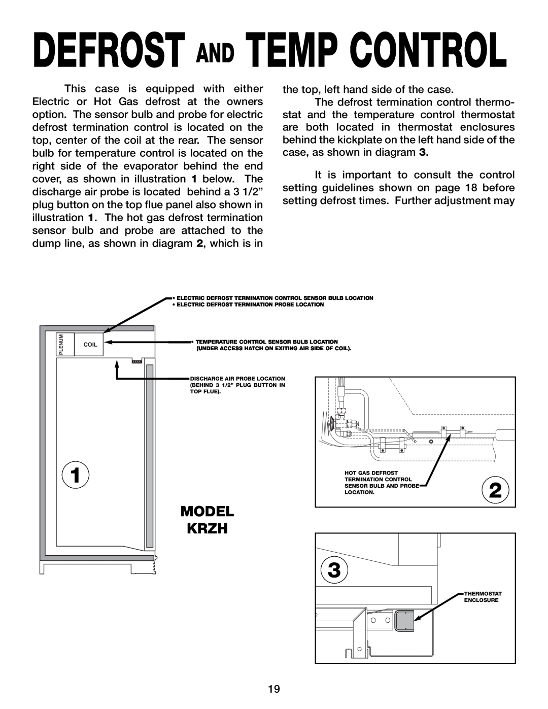 Hill Phoenix KRZH manual Defrost And Temp Control, Model Krzh 