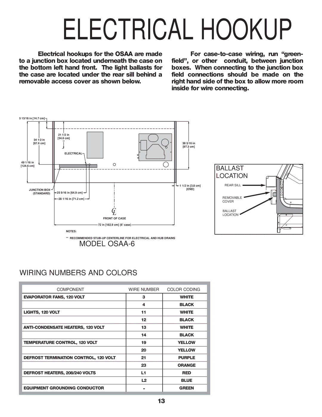 Hill Phoenix OSAA manual Electrical Hookup 