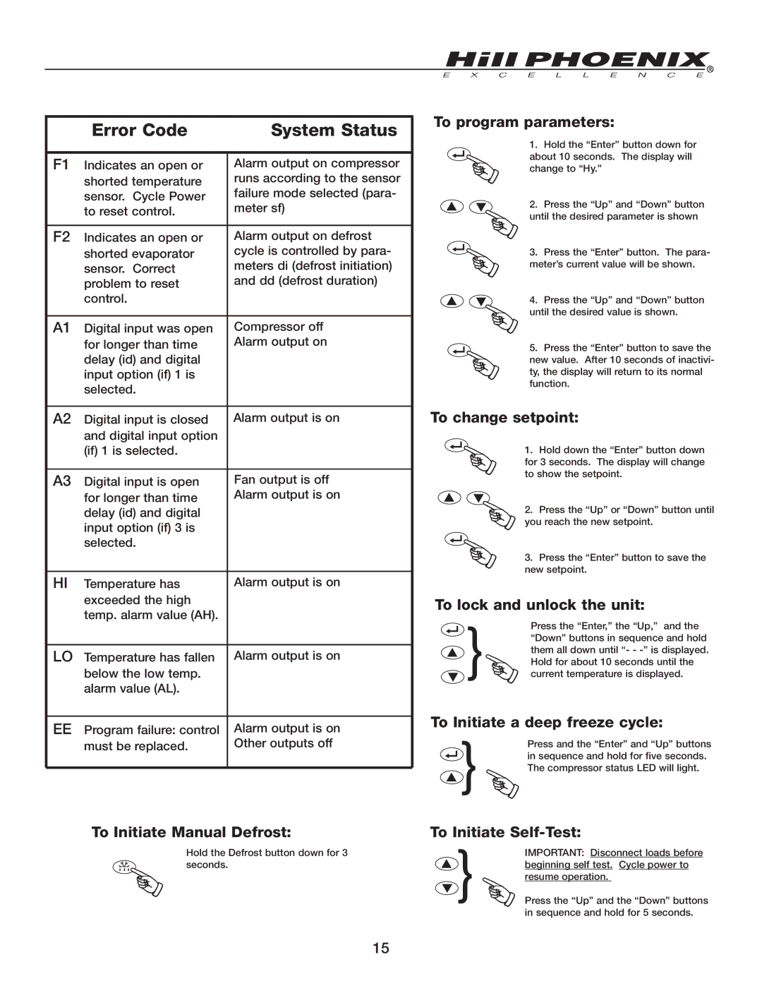 Hill Phoenix OSAA manual Error Code System Status 