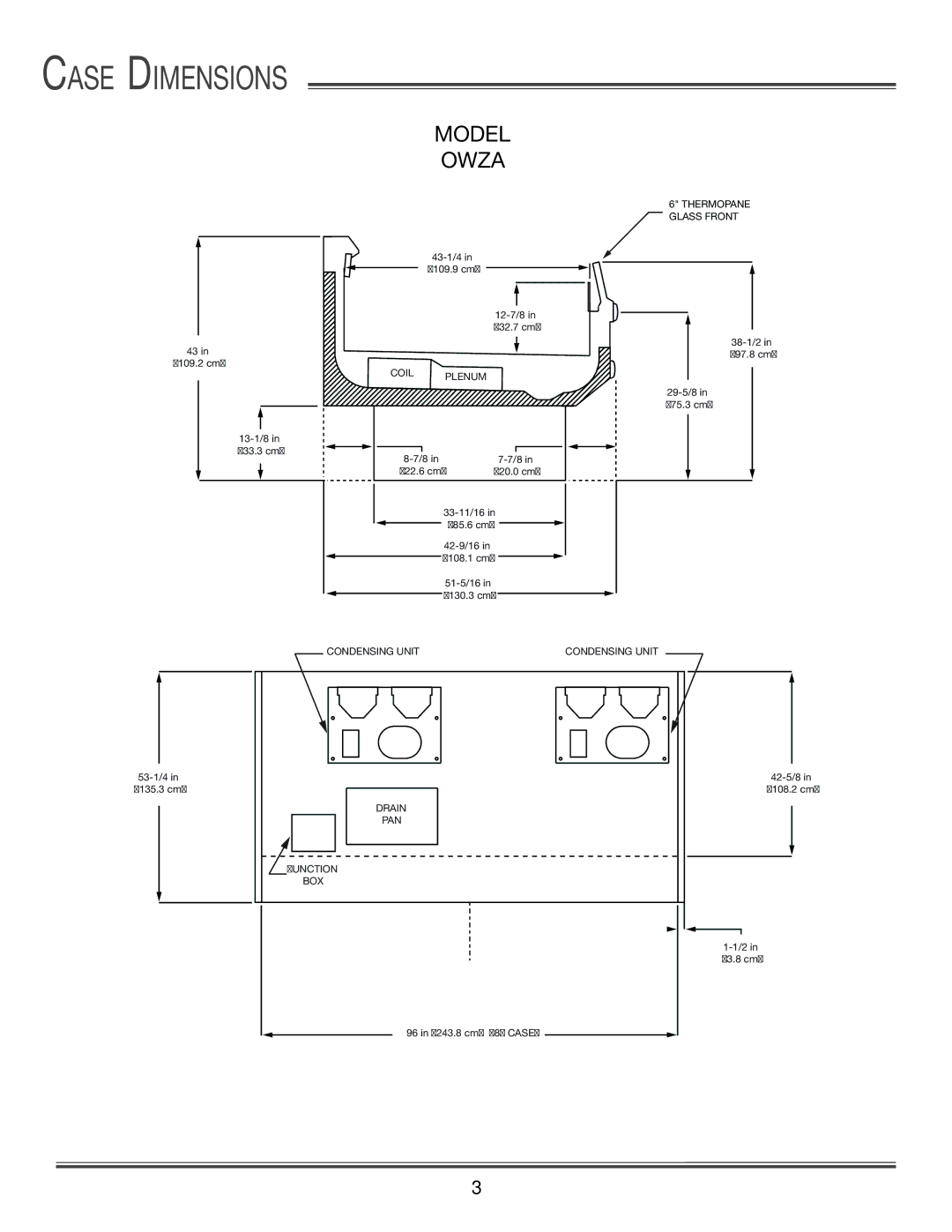 Hill Phoenix P074749F dimensions Case Dimensions, Model Owza 