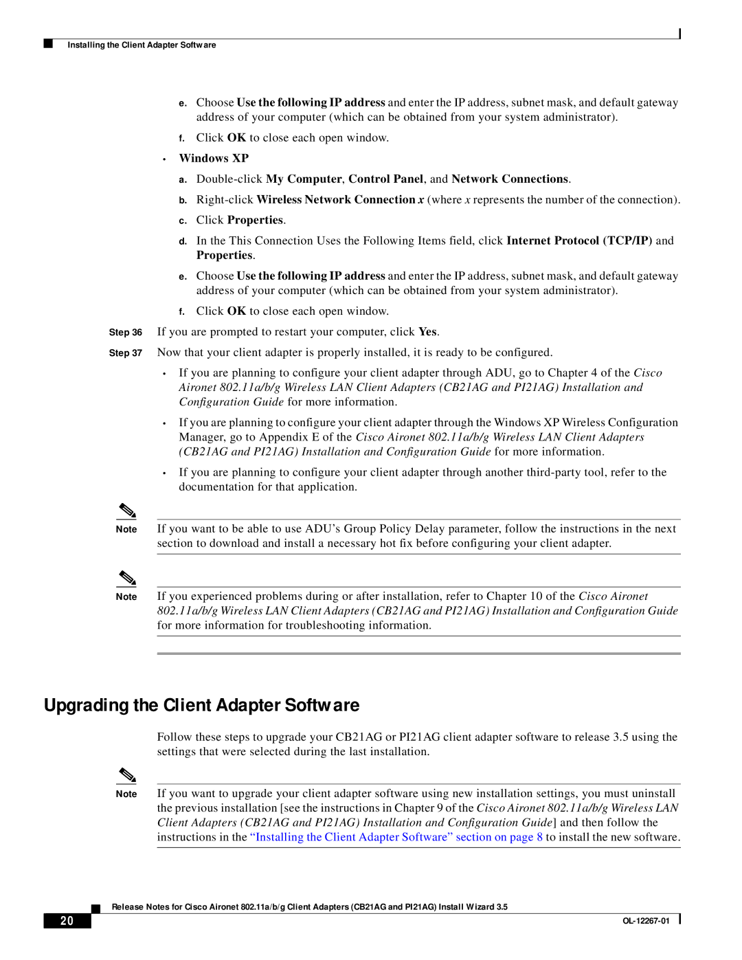 Hilme PI21AG, CB21AG manual Upgrading the Client Adapter Software 