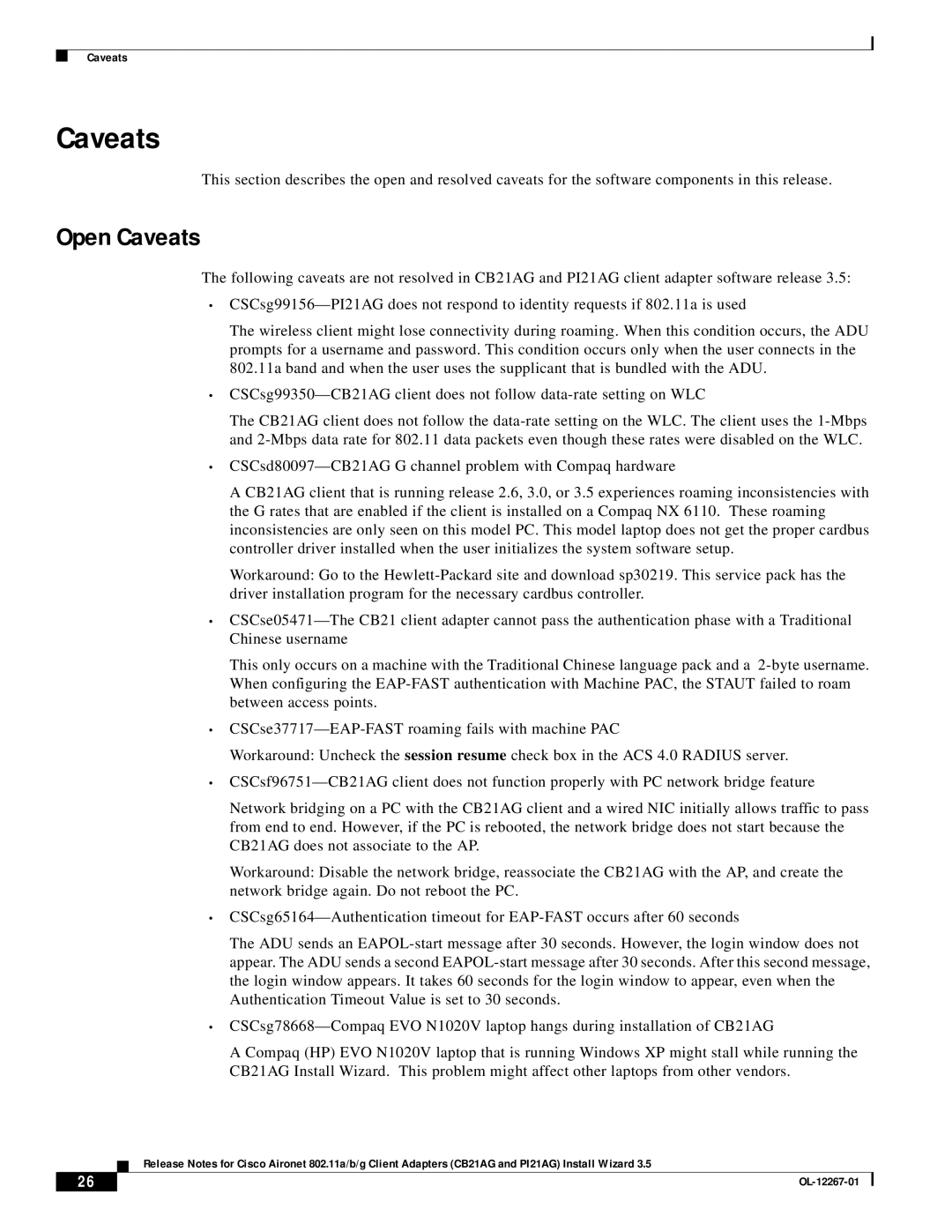 Hilme PI21AG, CB21AG manual Open Caveats 