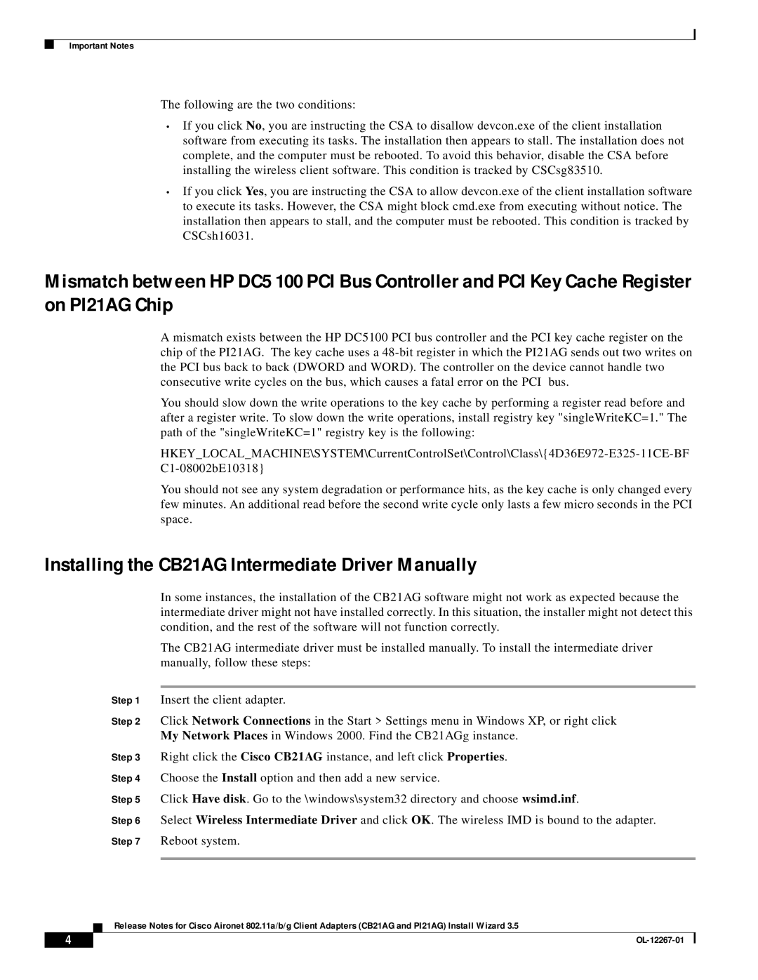 Hilme PI21AG manual Installing the CB21AG Intermediate Driver Manually 