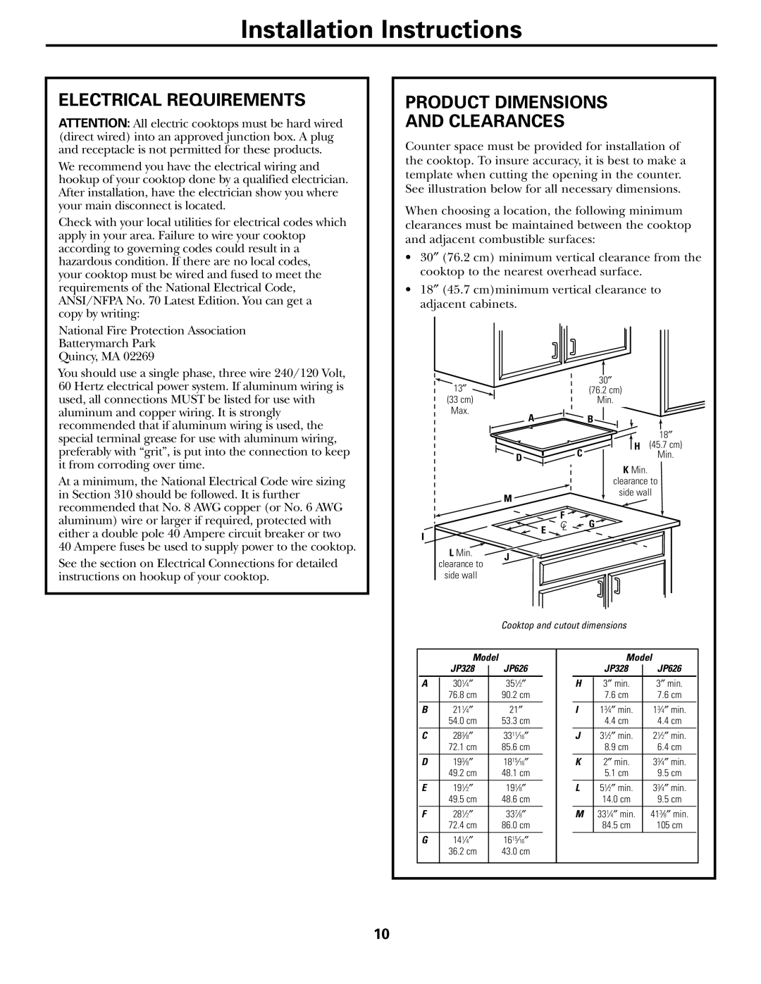 Hilti JP626, JP328 owner manual Electrical Requirements, Product Dimensions Clearances 