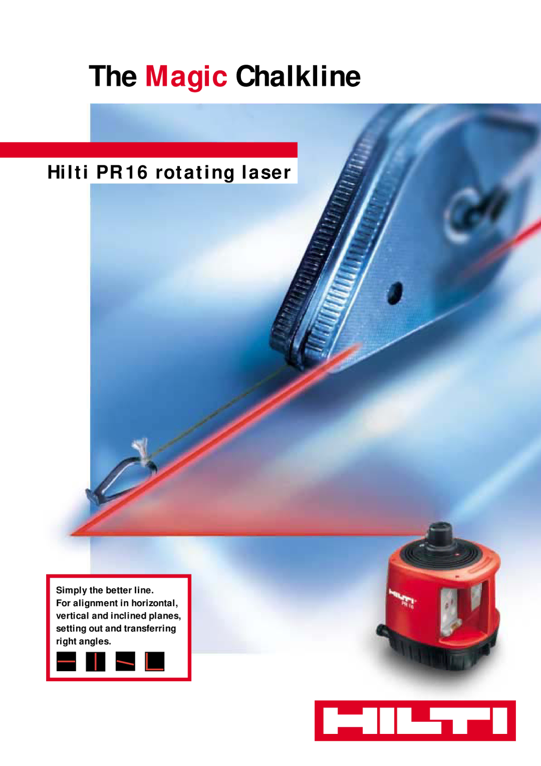 Hilti PR 16 manual Magic Chalkline, Simply the better line 