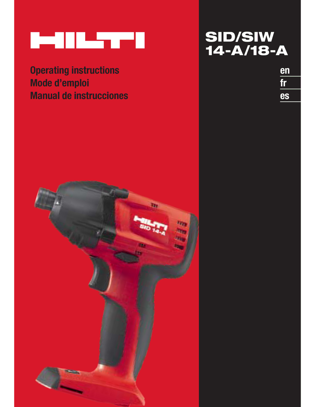 Hilti SID/SIW 14-A/18-A operating instructions Sid/Siw 