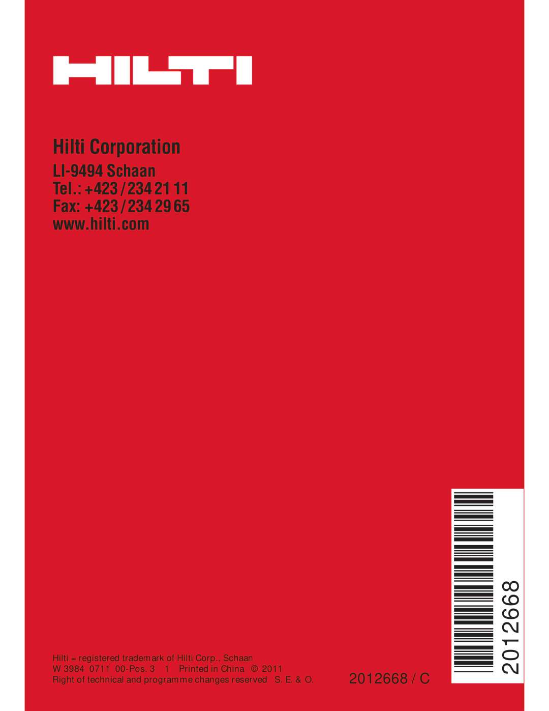 Hilti SID/SIW 14-A/18-A operating instructions 2012668 