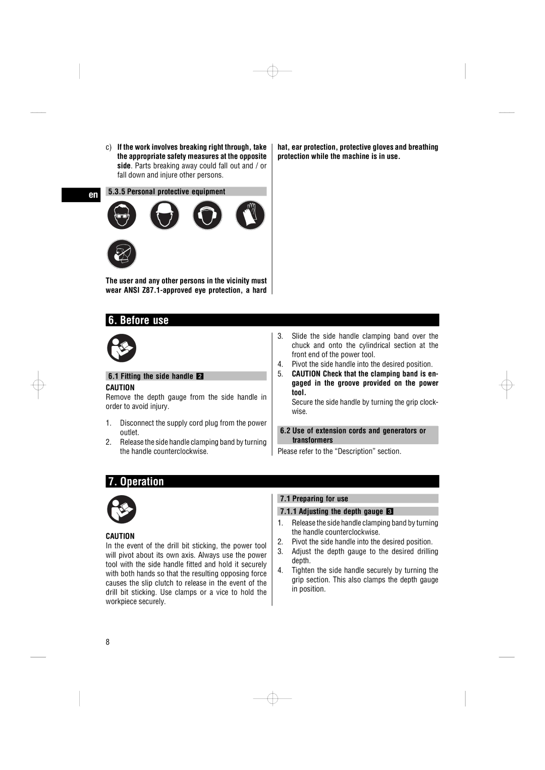 Hilti TE 7-C operating instructions Before use, Operation 