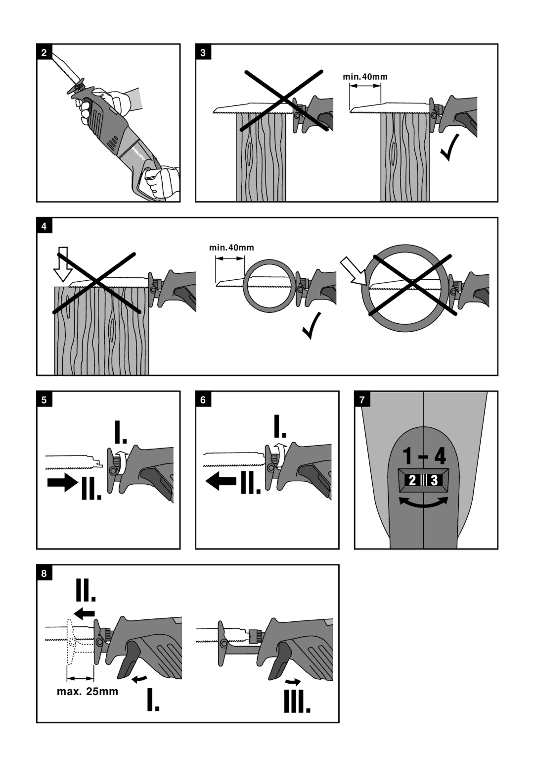 Hilti WSR1000 operating instructions Max mm 