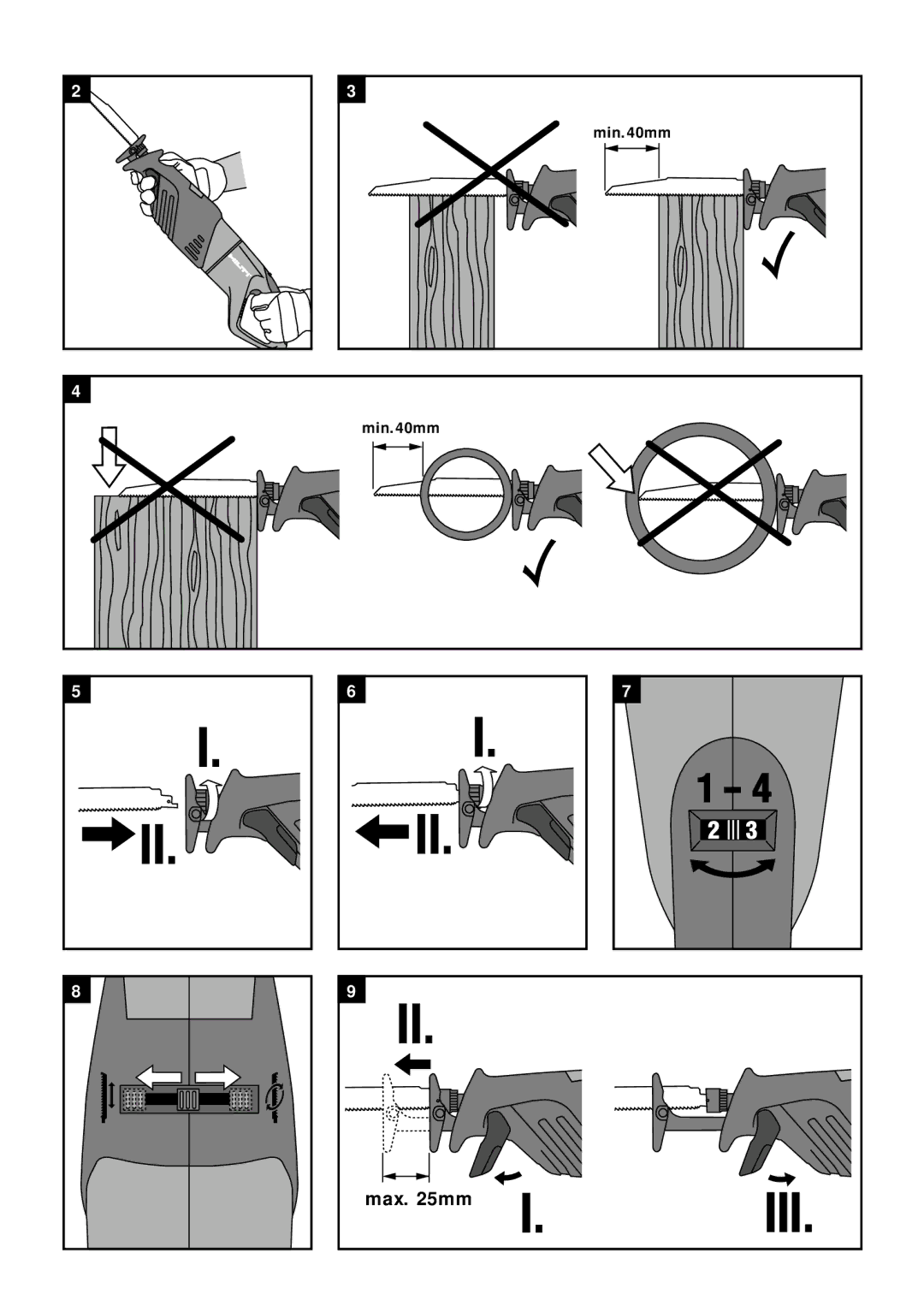 Hilti WSR1200-PE operating instructions Max mm 