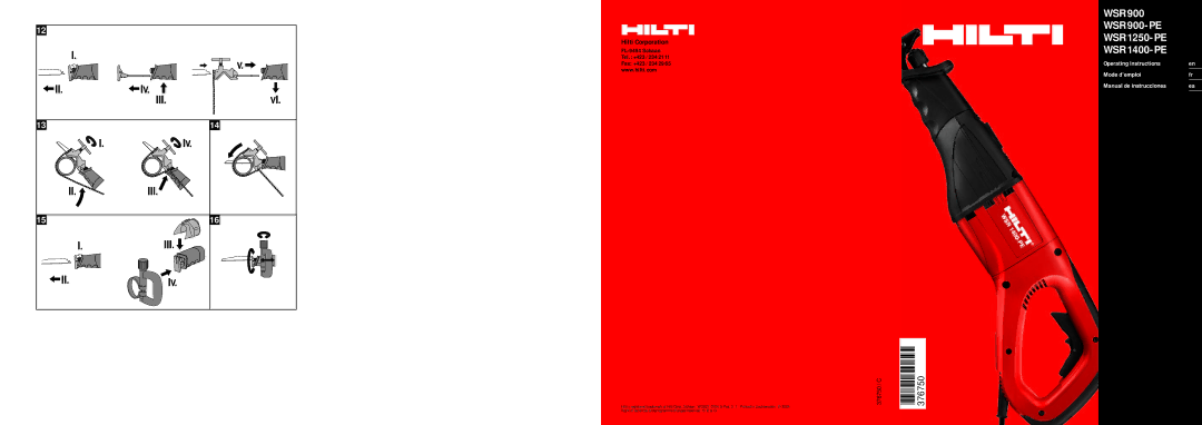 Hilti WSR1250-PE, WSR900-PE, WSR1400-PE operating instructions 376750, FL-9494 Schaan Tel. +423 / 234 Fax +423 / 234 29 