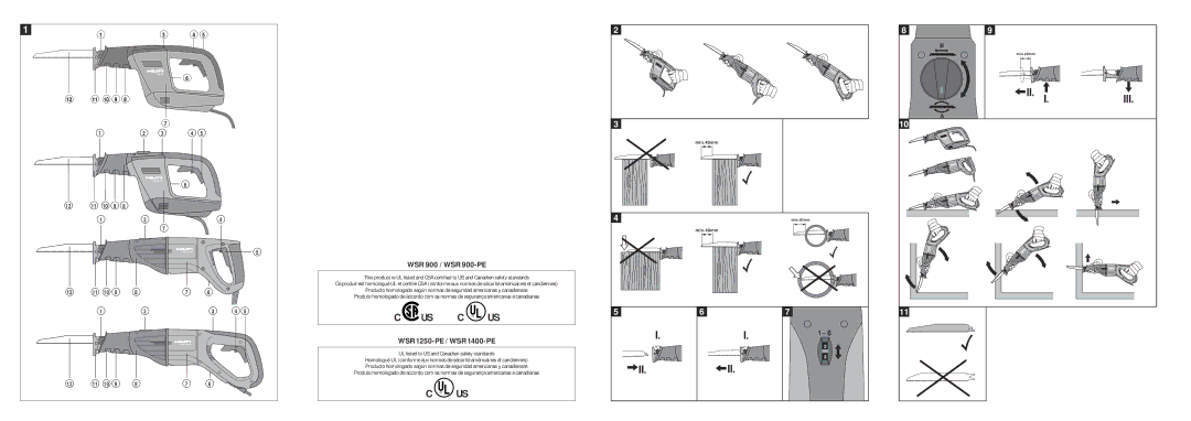 Hilti WSR900-PE, WSR1250-PE, WSR1400-PE WSR 900 / WSR 900-PE, UL listed to US and Canadien safety standards 