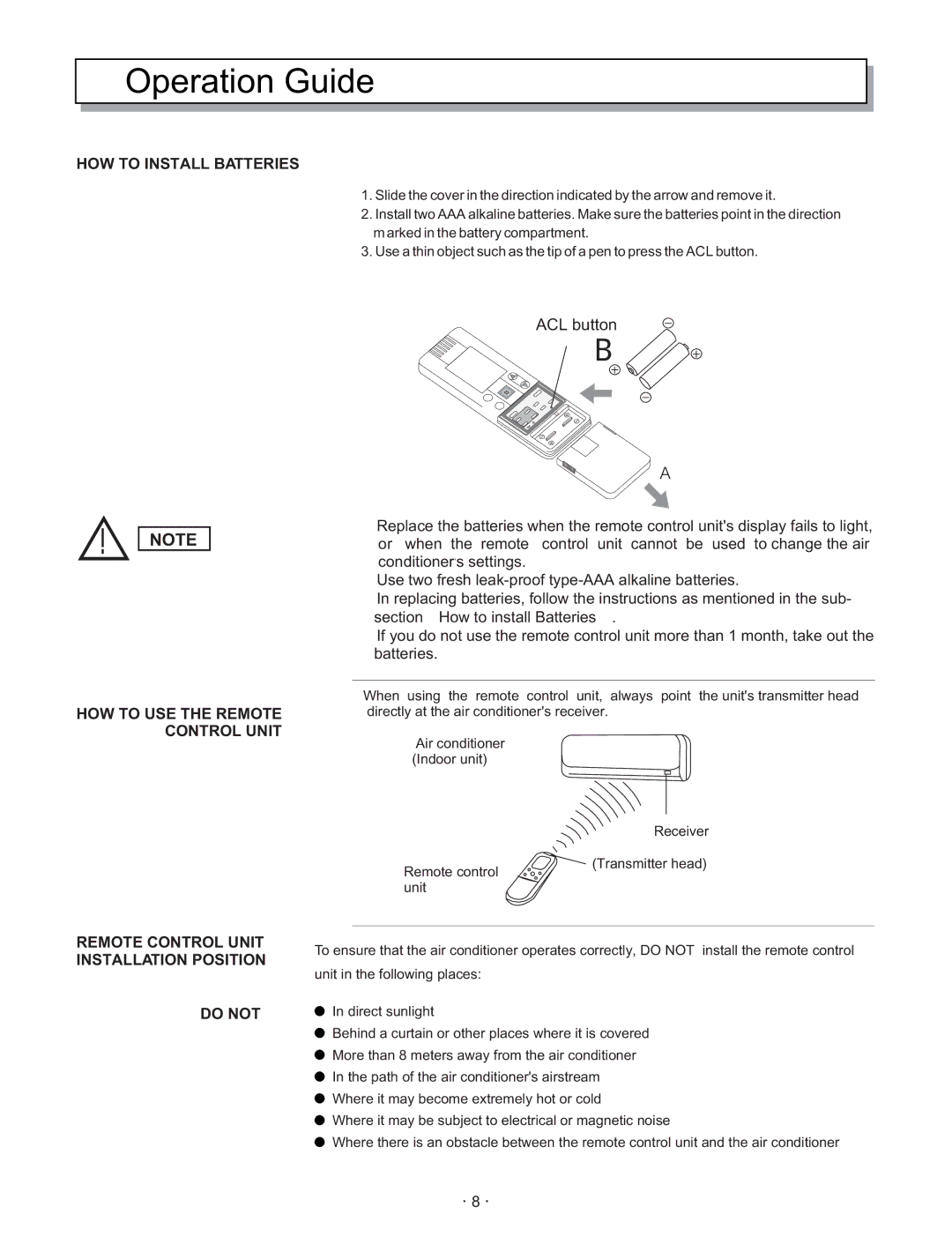 Hisense Group KF 346GWE instruction manual Operation Guide, HOW to Install Batteries 