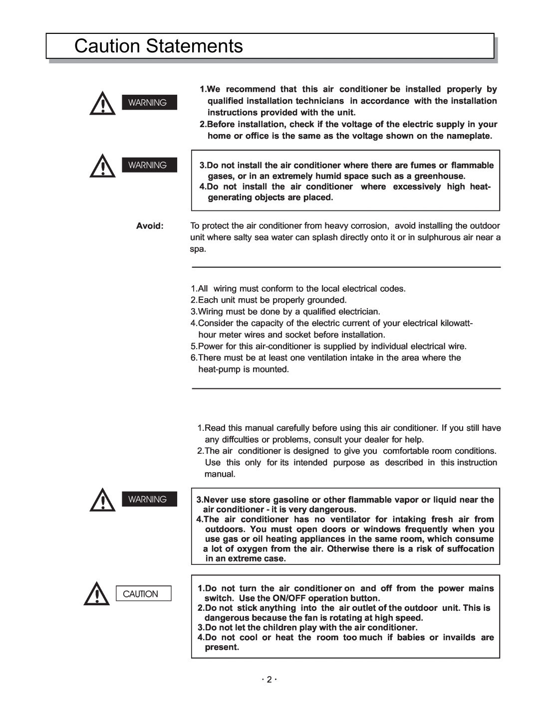 Hisense Group KF 346GWE instruction manual Caution Statements 