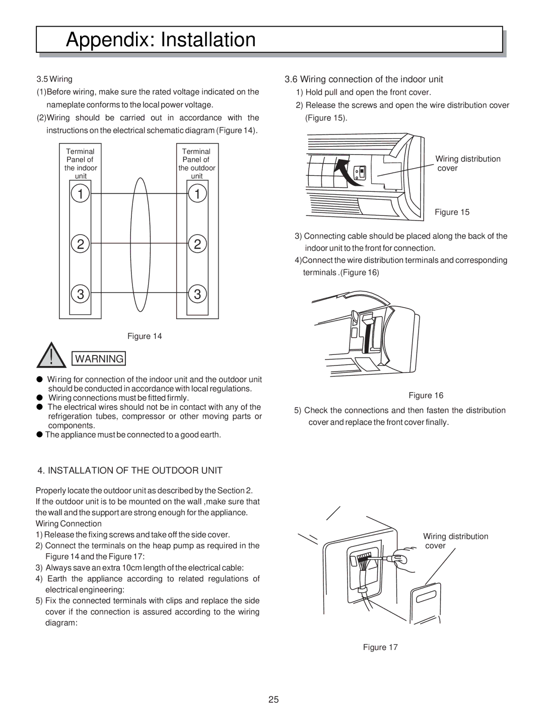 Hisense Group KF-5002GWE manual Installation of the Outdoor Unit, Wiring 