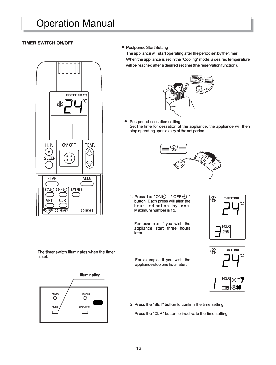 Hisense Group KF-5002GWE manual Timer Switch On/Off, Sleep Flapmode Onofffan/Mute Set Clr, Sensor 