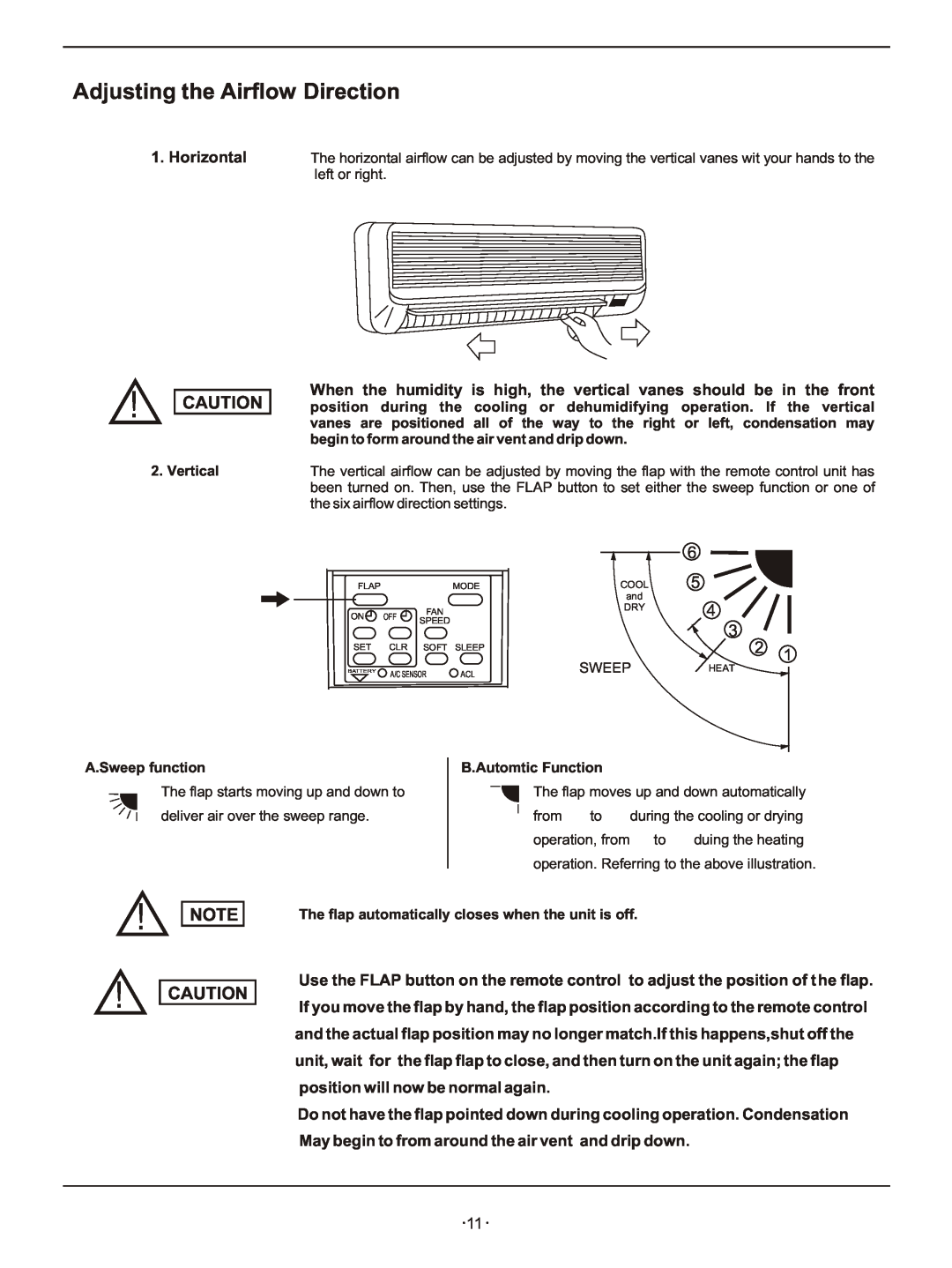 Hisense Group KFR 2601GW/BPE, KFR 2801GW/BPE instruction manual Adjusting the Airflow Direction 