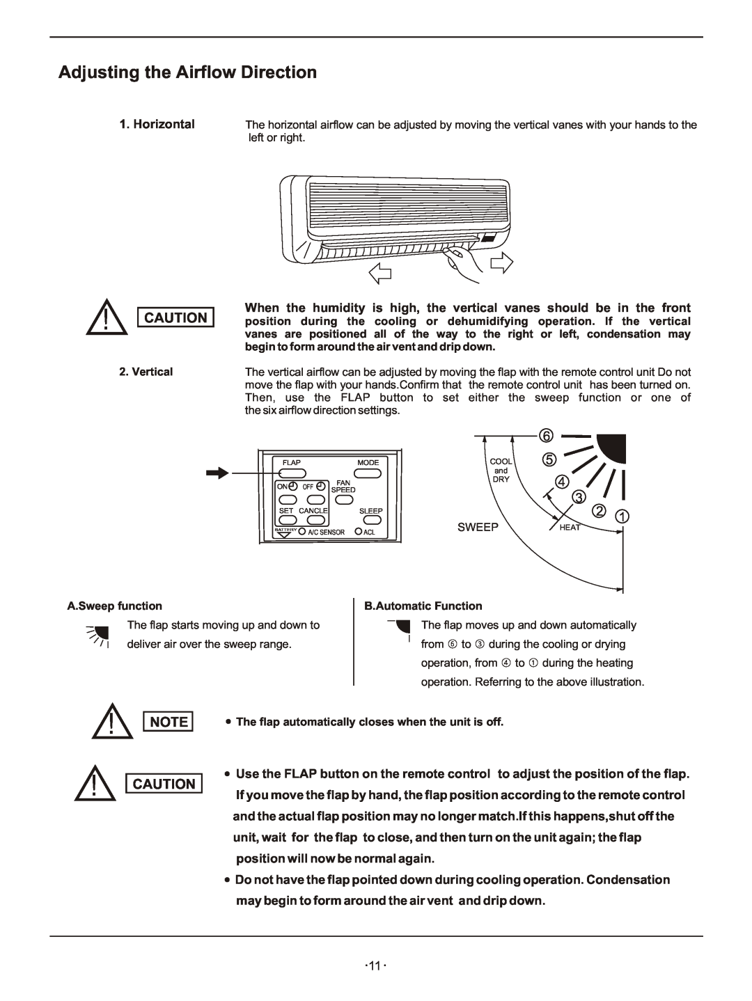 Hisense Group KFR 2101GWE, KFR 3201GWE, KFR 33GWE, KFR 28GWE, KFR 25GWE instruction manual Adjusting the Airflow Direction 