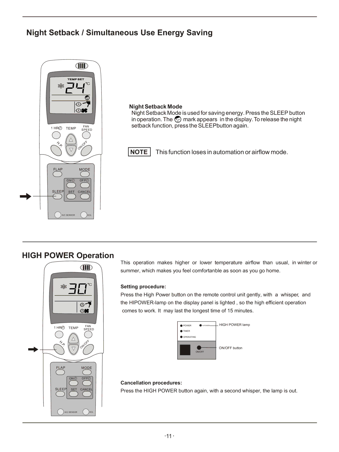 Hisense Group KFR-3208GW Night Setback / Simultaneous Use Energy Saving, High Power Operation, ¡ñNight Setback Mode 