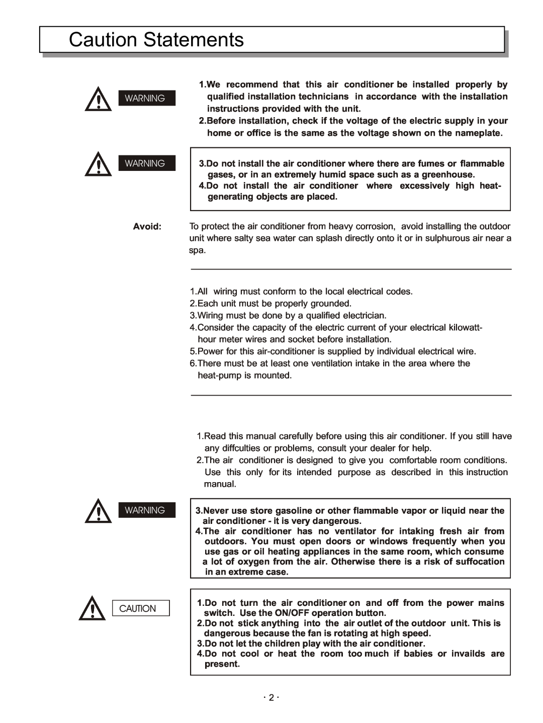 Hisense Group KFR-3208GW instruction manual Caution Statements 