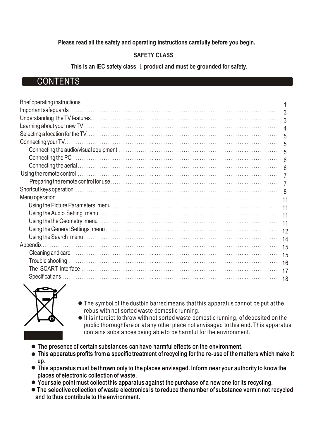 Hisense Group LCD COLOUR TV user manual Contents 