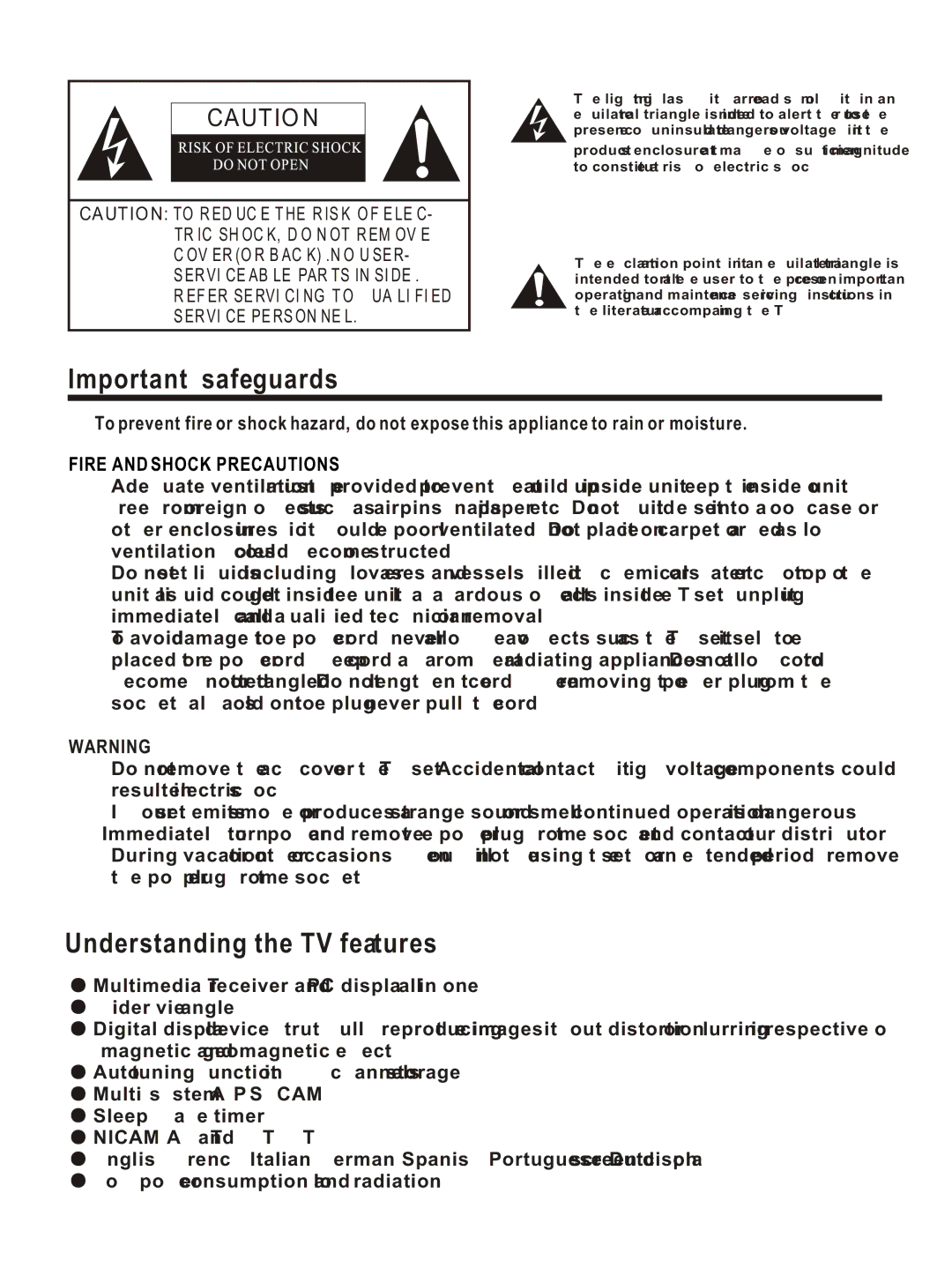 Hisense Group LCD COLOUR TV user manual Important safeguards 