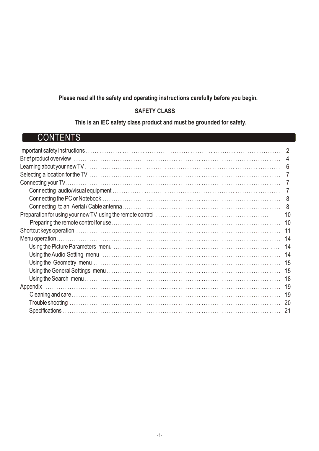 Hisense Group LCD2004US user manual Contents 