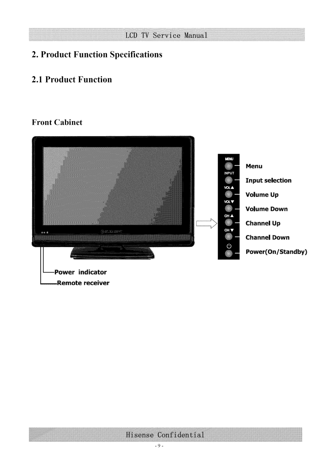 Hisense Group MT5380 service manual Product Function, Remote reviver 