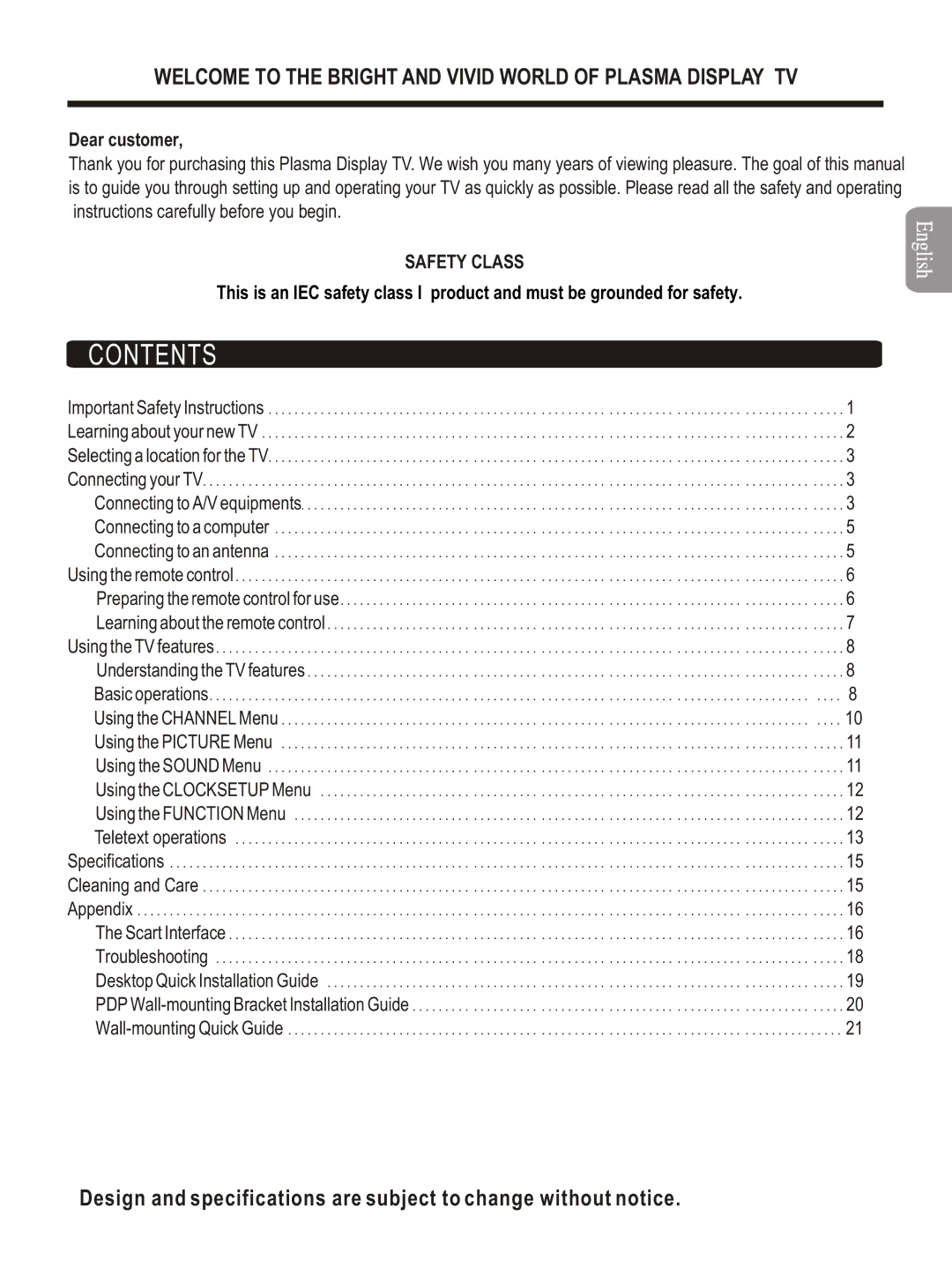 Hisense Group PDP4211EU manual Contents 