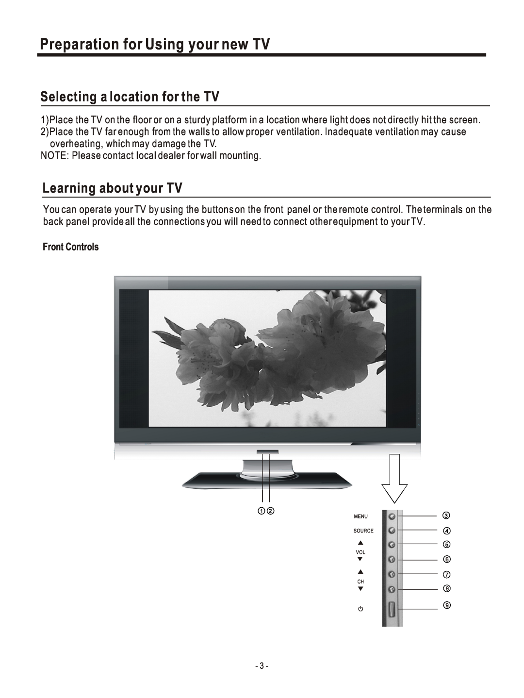 Hisense Group PDP4220EU Preparation for Using your new TV, Selecting a location for the TV, Learning about your TV 